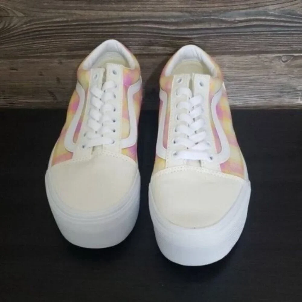 New Vans Old Skool Stacked Plaid Womens Platform Shoes Size 9.5 Pastel Goth‎